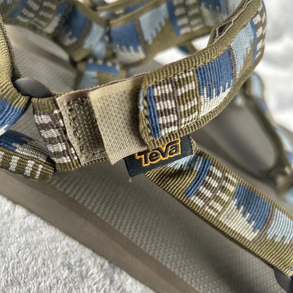 Teva Original Universal Men 12 Dark Olive Geometric Strap Sandals 1004006